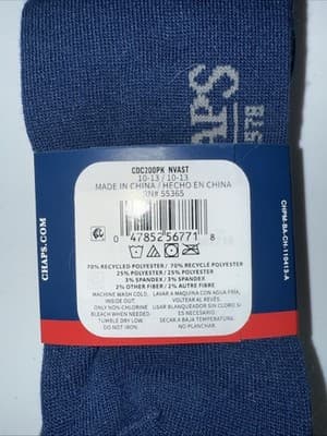 Chaps Men's Blue Gray Logo Classic Dress Crew Socks 3 Pairs Shoe Size 6-12.5 NEW - Thumbnail 4