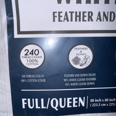 Hotel Grand White Goose Feather Down Comforter • Full / Queen • Cotton Cover - Thumbnail 2