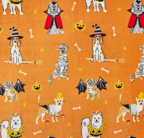 Halloween Dog Throw Plush Blanket • ORANGE with Dogs In Costumes • Pug And More! - Thumbnail 3