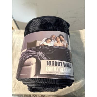 Life Comfort 10 Foot Wide Family Blanket 120x120 Oversized Navy Blue Plush Throw - Image 1