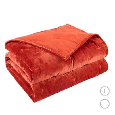 Boho Luxe Velvet Throw Blanket Burnt Orange Rust Cross Stitch Quilted 60x70 NWT - Image 1