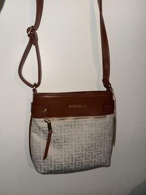 Fiorelli Crossbody Shoulder Bag Womens Medium Brown White Geometric Zip Pocket - Thumbnail 3