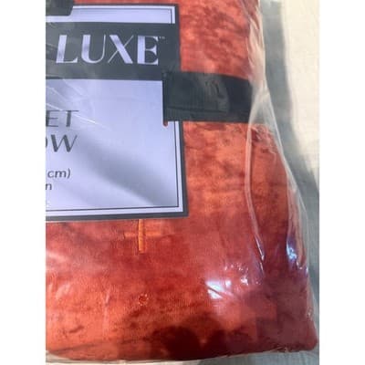 Boho Luxe Velvet Throw Blanket Burnt Orange Rust Cross Stitch Quilted 60x70 NWT - Thumbnail 3