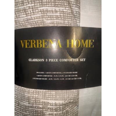 Verbena Home Clarkson 3 Piece Comforter Set Queen Beige White Textured New - Thumbnail 2