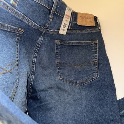 38x30 Levi Strauss Signature Men's Slim Fit Blue Jeans - Thumbnail 4