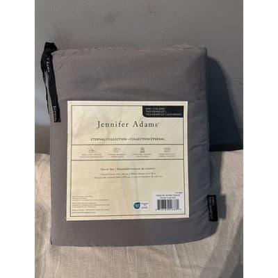 Jennifer Adams Eternal Collection King Cal King Duvet Set Grey 3pc Microfiber - Image 1