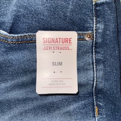 38x30 Levi Strauss Signature Men's Slim Fit Blue Jeans - Thumbnail 2