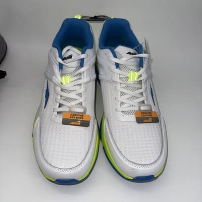 Avia Mens Gym Leather Shoes Size 13 White Blue Neon Green - Thumbnail 2