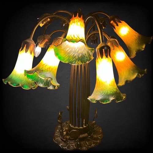 Tiffany Style 15 Arm Lilly Lamp With 6 Shades - Image 1