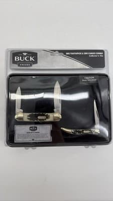 Buck Knives 385 Toothpick & 389 Canoe Collector's Tin Gift Set - Image 1