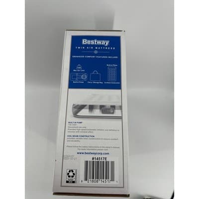 Bestway Twin Air Mattress 12” Height • Inflatable Bed w/ Built-In Pump • New - Thumbnail 2