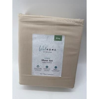 Welspun King 4 Pc Sheet Set Cotton Rich Blend Oyster Gray - Thumbnail 7