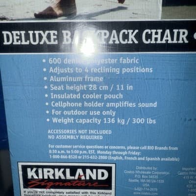 Kirkland Signature Deluxe Beach Backpack Chair Paddles W/ Built In Cooler Pouch - Thumbnail 3