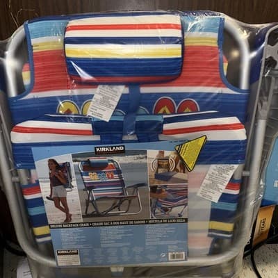 Kirkland Signature Deluxe Beach Backpack Chair Flipflop W Built In Cooler Pouch - Thumbnail 3