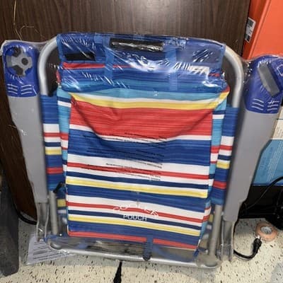 Kirkland Signature Deluxe Beach Backpack Chair Flipflop W Built In Cooler Pouch - Thumbnail 7