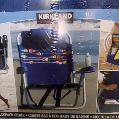 Kirkland Signature Deluxe Beach Backpack Chair Paddles W/ Built In Cooler Pouch - Thumbnail 2