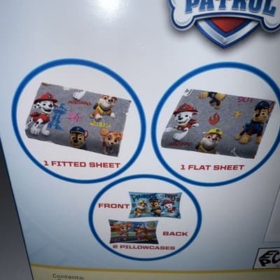 Paw Patrol Full Sheet Set Microfiber 4 Piece Fitted & Flat Sheet 2 Pillowcases - Thumbnail 4