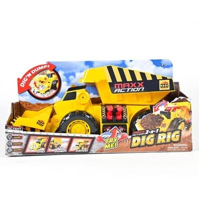 2 in 1 Dump Truck front loader Maxx Action 19 2-N-1 Motorized Dig Rig Toy - Image 1