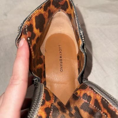 Lucky Brand Basel Bootie Women’s 12 – Metallic Leather Ankle Boots Side Zip - Thumbnail 5