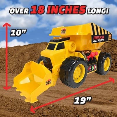 2 in 1 Dump Truck front loader Maxx Action 19 2-N-1 Motorized Dig Rig Toy - Thumbnail 6