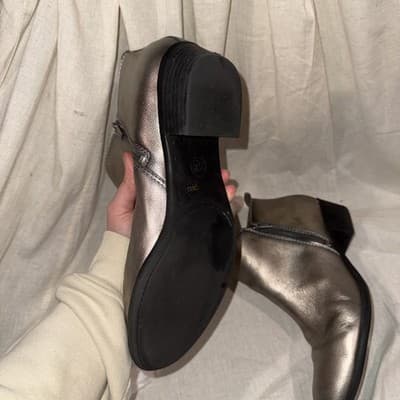 Lucky Brand Basel Bootie Women’s 12 – Metallic Leather Ankle Boots Side Zip - Thumbnail 3