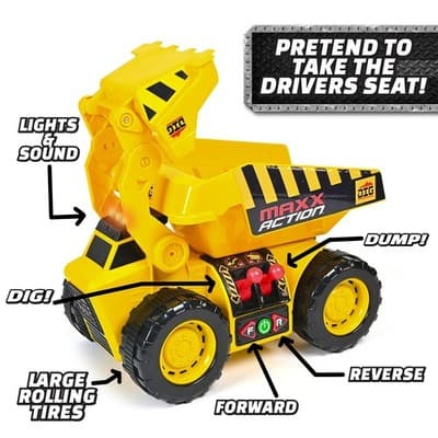 2 in 1 Dump Truck front loader Maxx Action 19 2-N-1 Motorized Dig Rig Toy - Thumbnail 5
