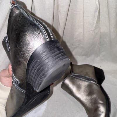 Lucky Brand Basel Bootie Women’s 12 – Metallic Leather Ankle Boots Side Zip - Thumbnail 2