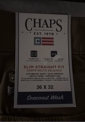 Chaps Men 36x32 Slim Straight Fit Stretch Waist Pants Dark Tan - Thumbnail 2