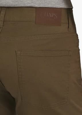Chaps Men 36x32 Slim Straight Fit Stretch Waist Pants Dark Tan - Thumbnail 5
