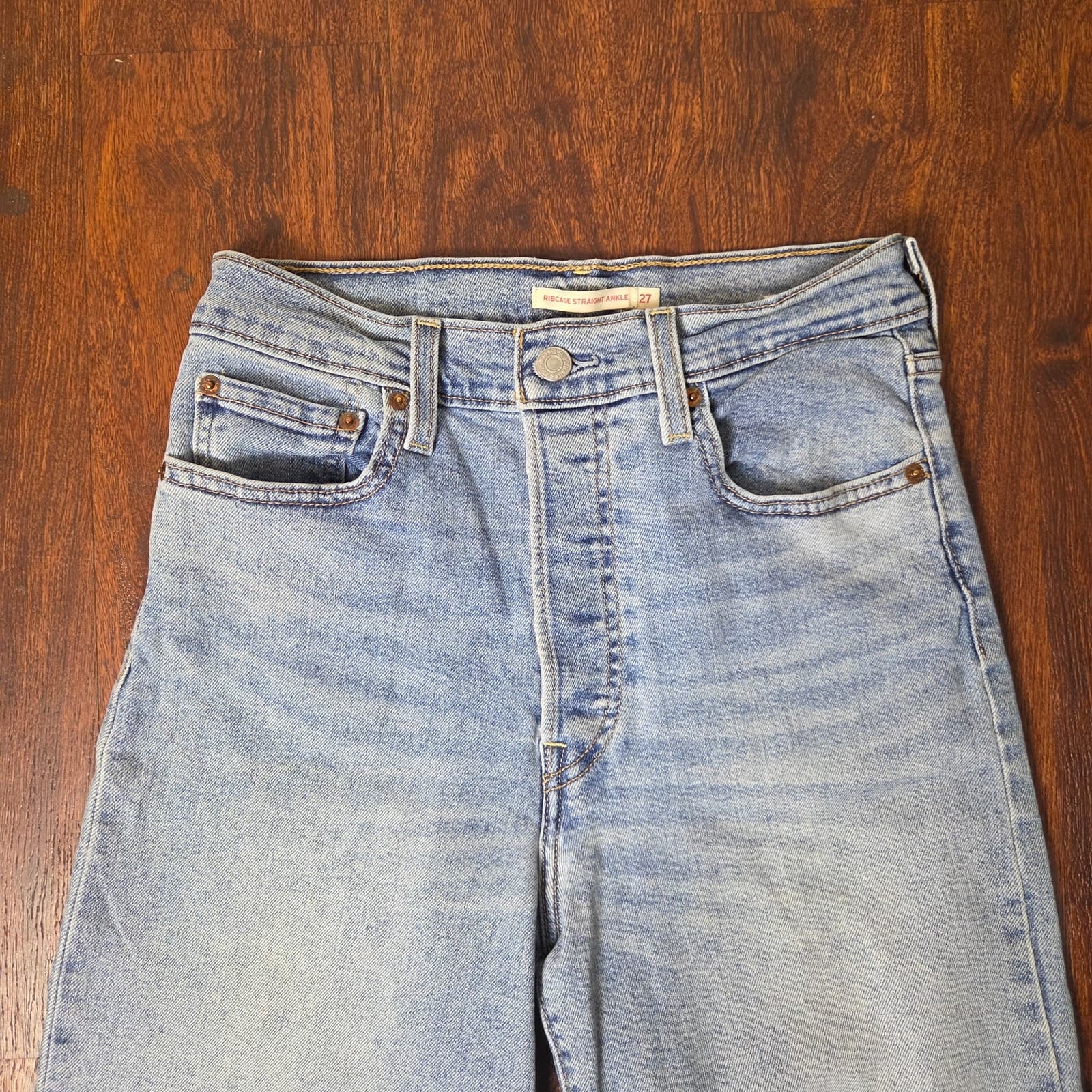 Levi's Ribcage Straight Ankle High-Rise Button Fly Jeans, Size 27, Light Wash - Thumbnail 2