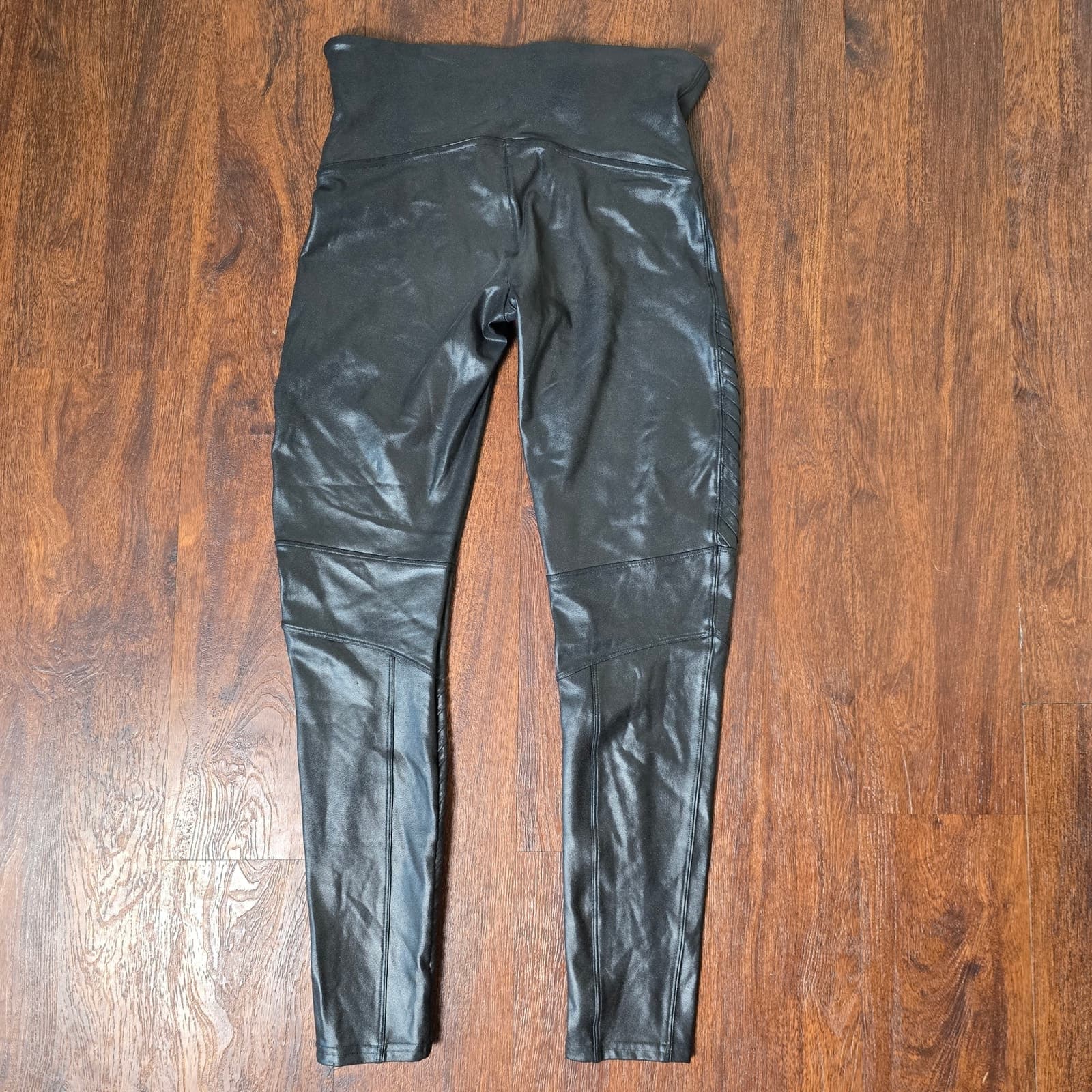 SPANX Faux Leather Vegan Leather Moto Leggings - Black - XL - Thumbnail 8
