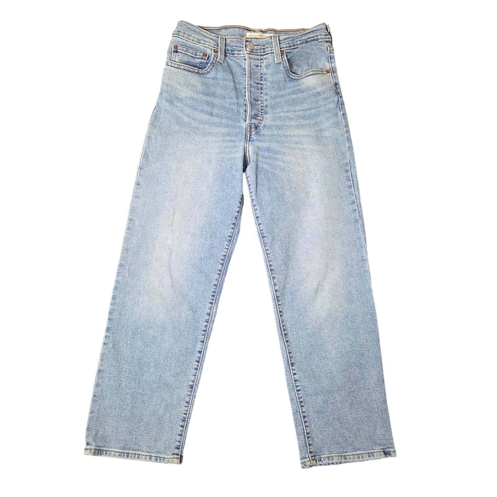 Levi's Ribcage Straight Ankle High-Rise Button Fly Jeans, Size 27, Light Wash - Image 1
