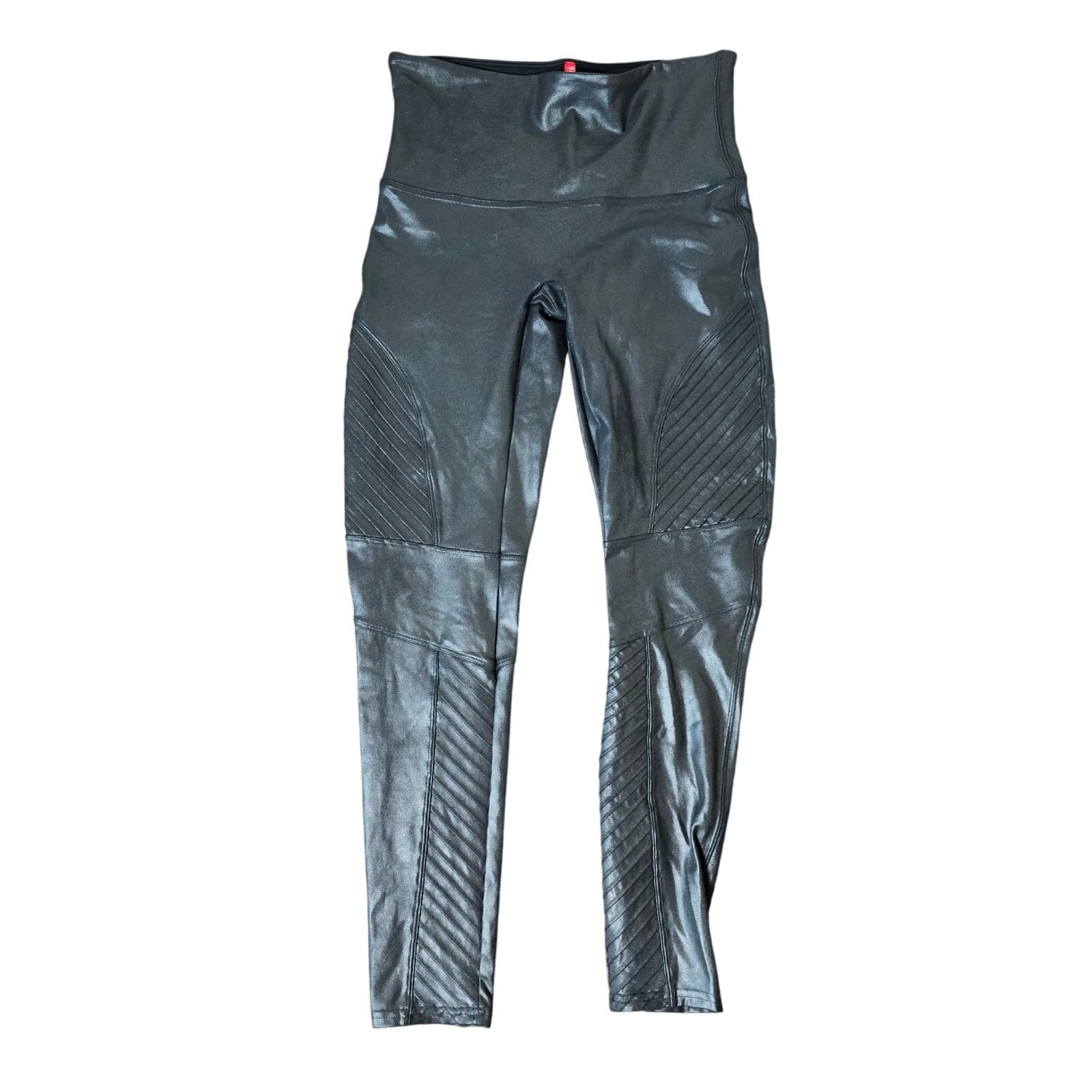 SPANX Faux Leather Vegan Leather Moto Leggings - Black - XL - Image 1