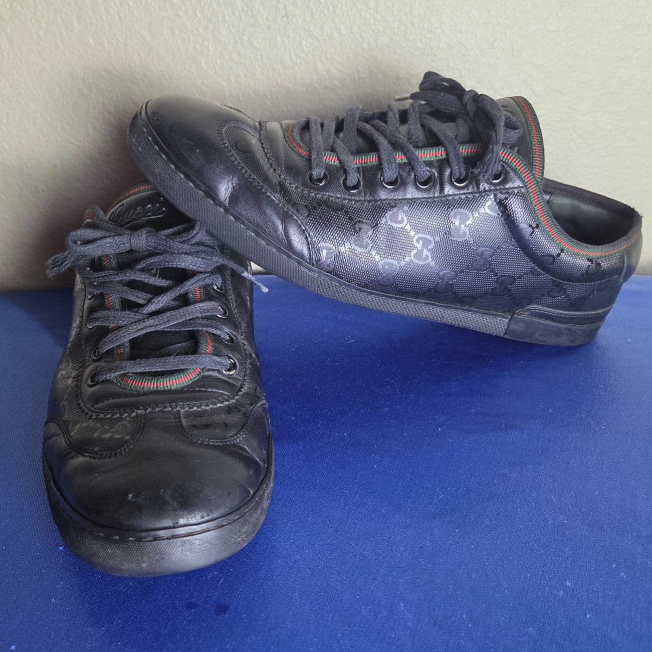 Vintage Gucci Guccissima Imprime Black GG Sneakers 233321 Men's 8/Women's 10 - Image 1