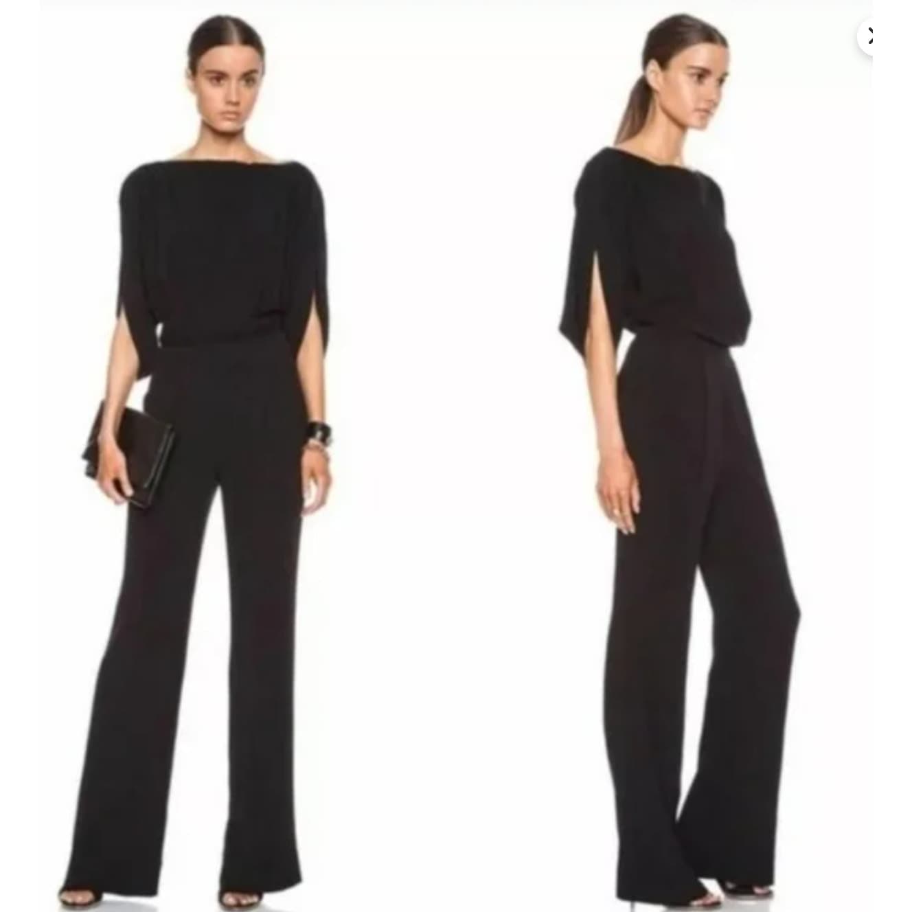 Diane Von Furstenberg Black 1/2 Sleeve 100% Viscose Dezi Jumpsuit - SIze - Image 1