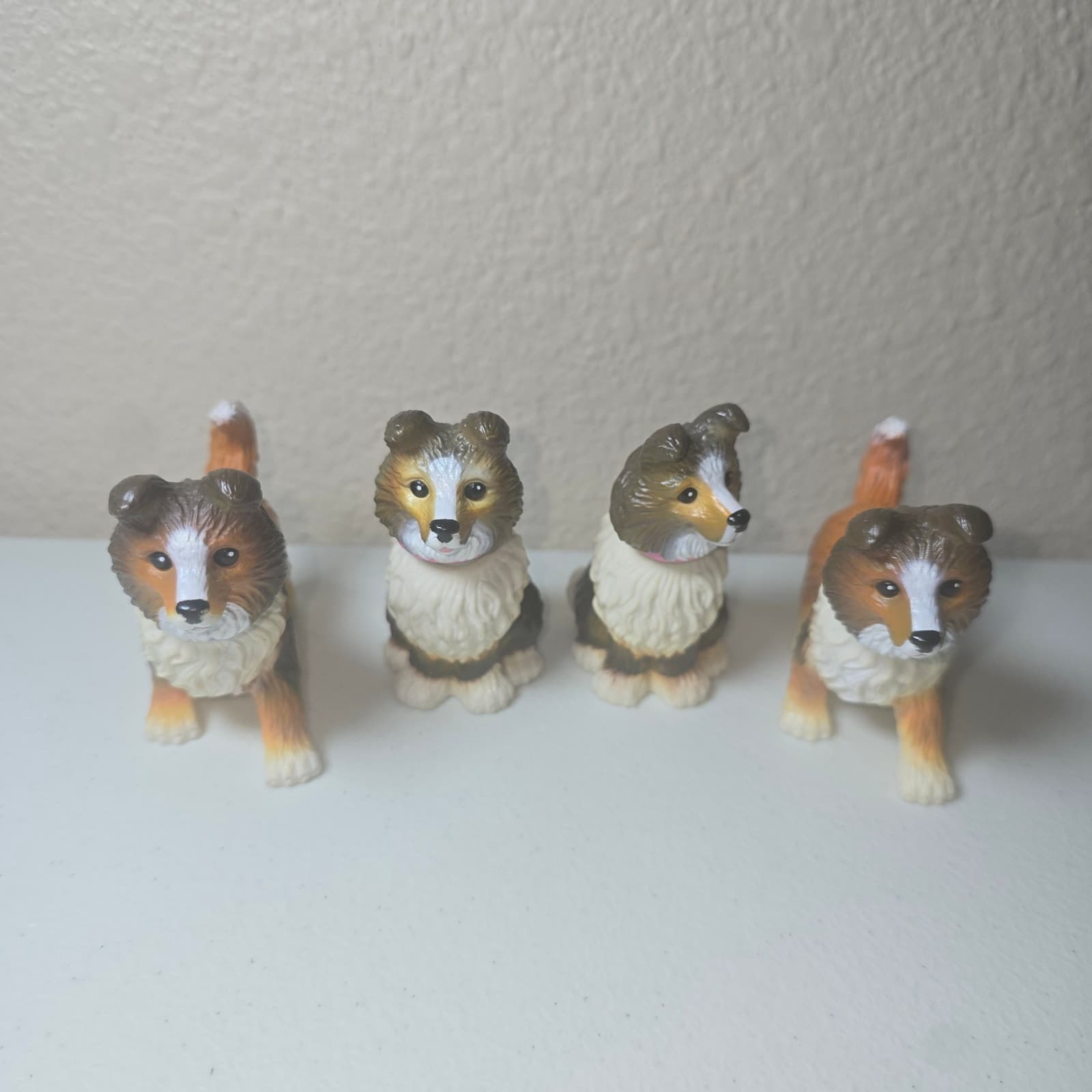 Vintage 2002 Barbie Barkin' Bow Wow Bobblehead Collies - Set of 4 - Image 1