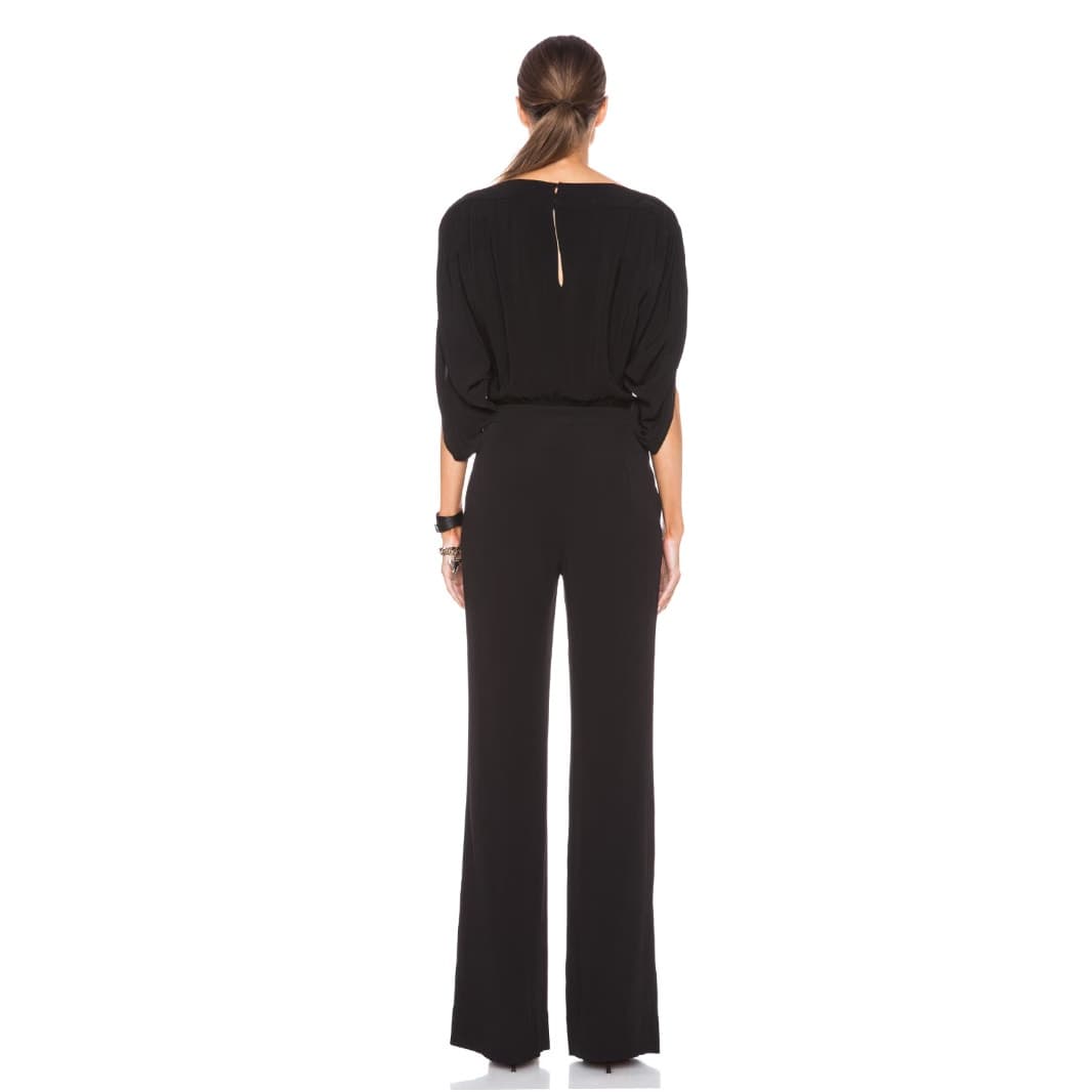 Diane Von Furstenberg Black 1/2 Sleeve 100% Viscose Dezi Jumpsuit - SIze - Thumbnail 5