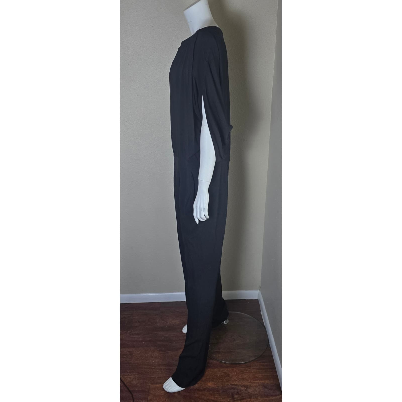 Diane Von Furstenberg Black 1/2 Sleeve 100% Viscose Dezi Jumpsuit - SIze - Thumbnail 8