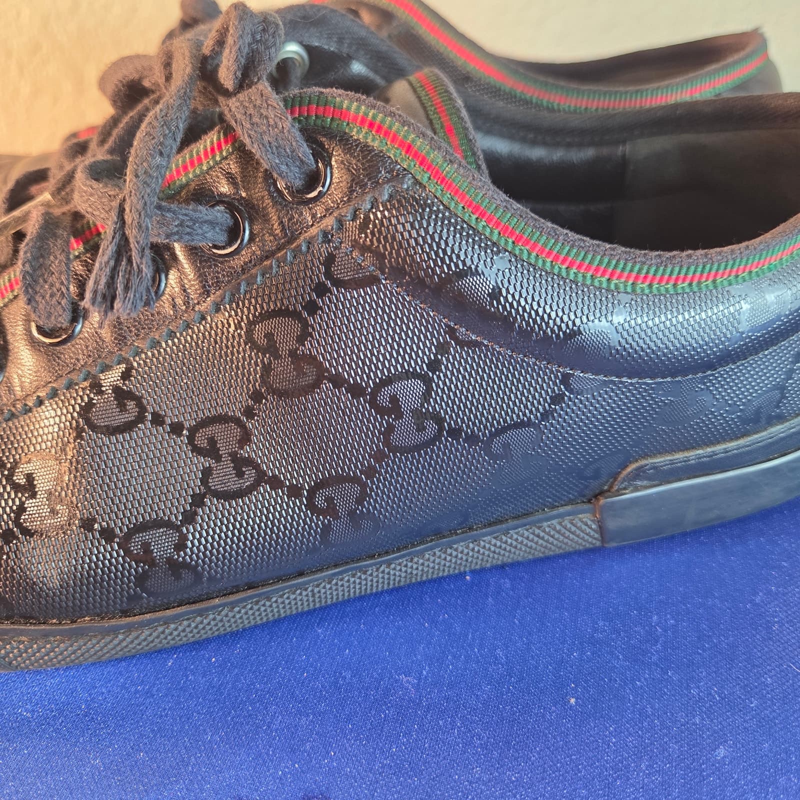 Vintage Gucci Guccissima Imprime Black GG Sneakers 233321 Men's 8/Women's 10 - Thumbnail 2