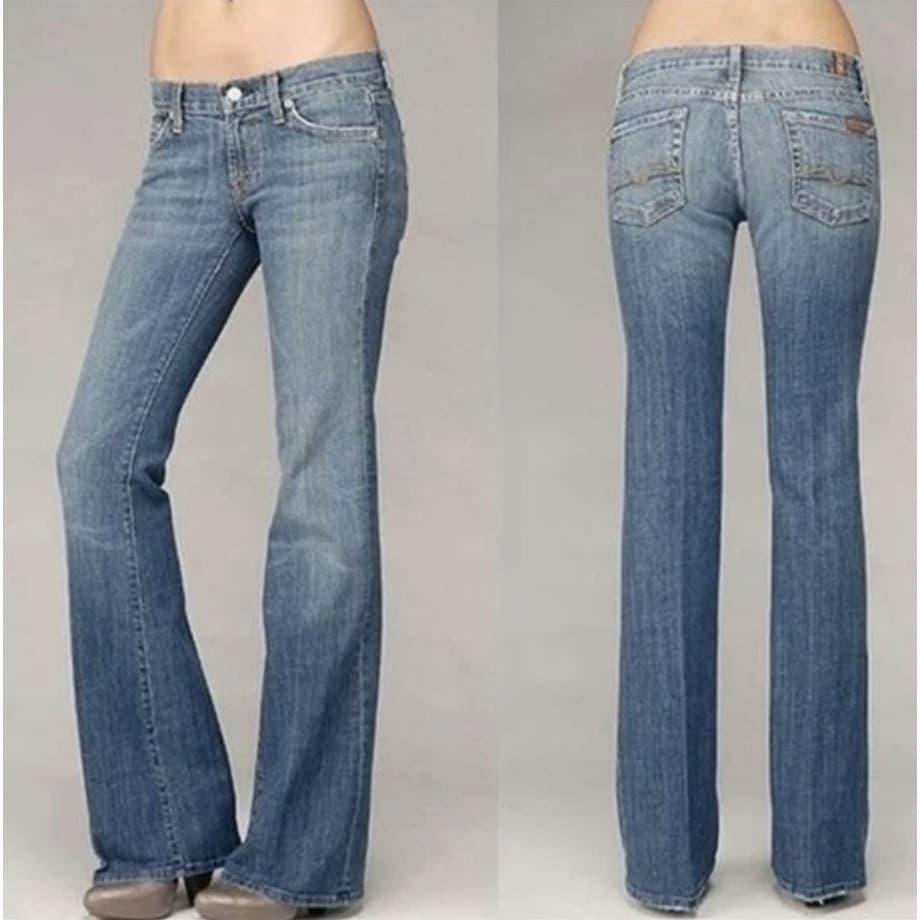7 For All Mankind Distressed Wave Bootcut Jeans Style # U076162U-162U Size 30 - Thumbnail 2