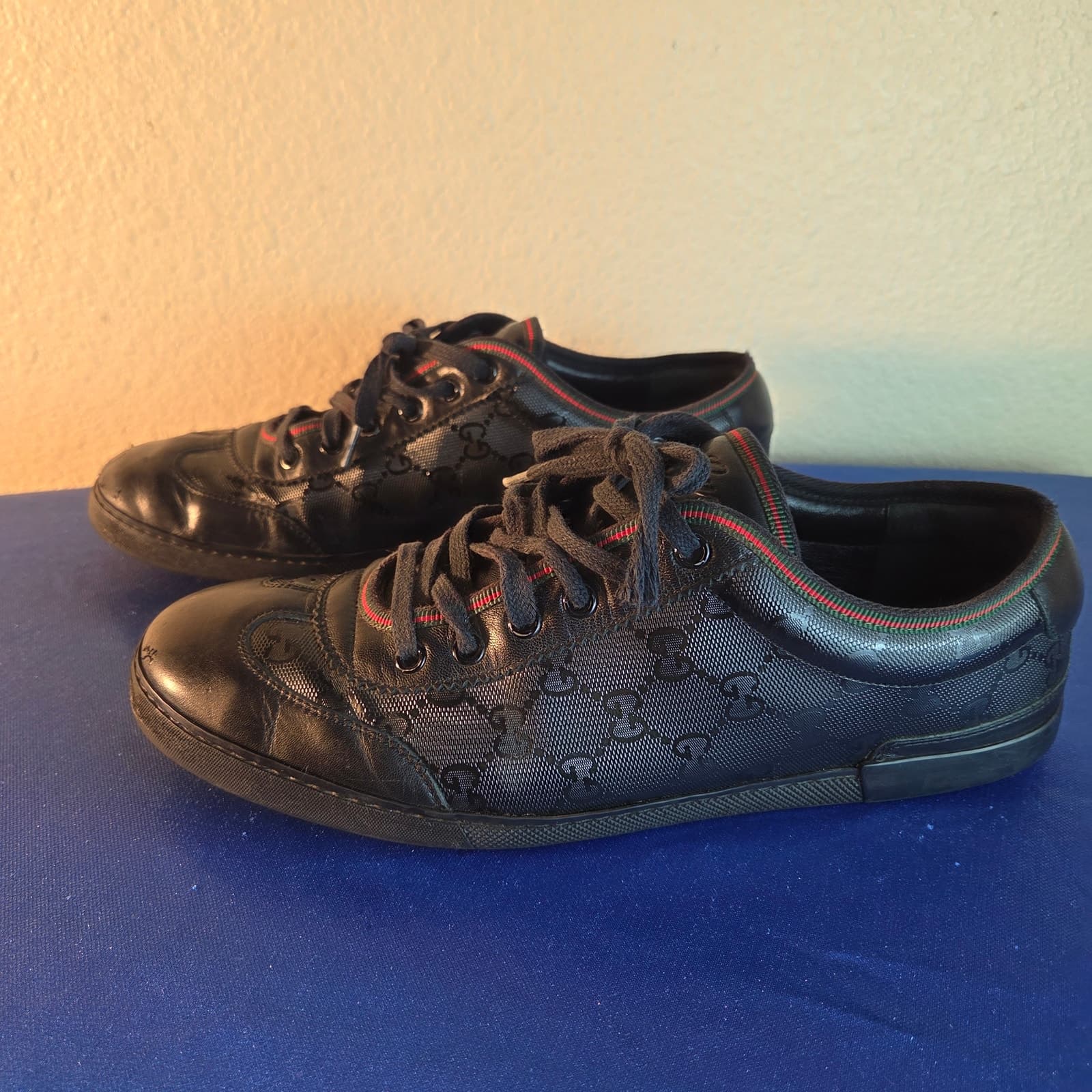 Vintage Gucci Guccissima Imprime Black GG Sneakers 233321 Men's 8/Women's 10 - Thumbnail 4