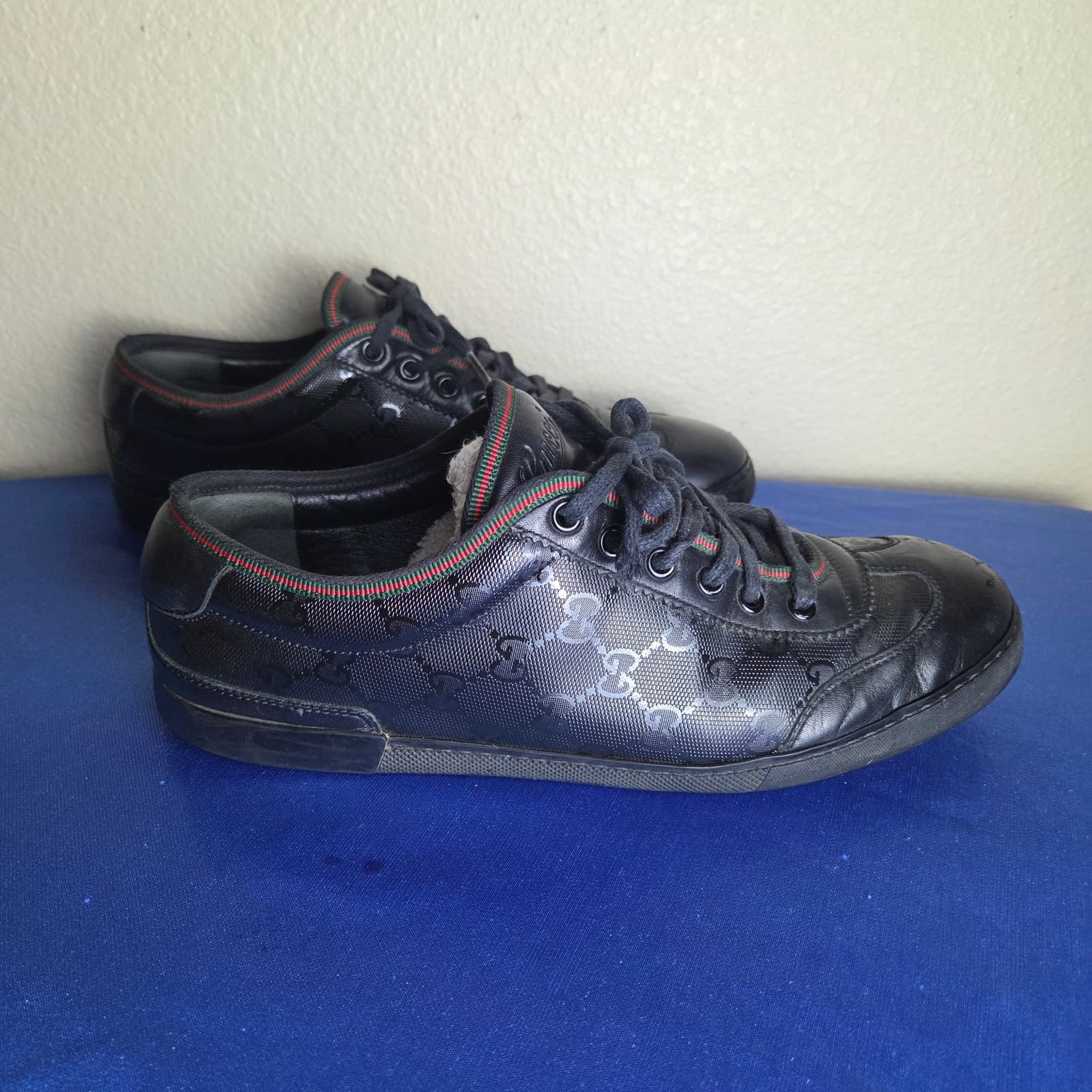 Vintage Gucci Guccissima Imprime Black GG Sneakers 233321 Men's 8/Women's 10 - Thumbnail 3