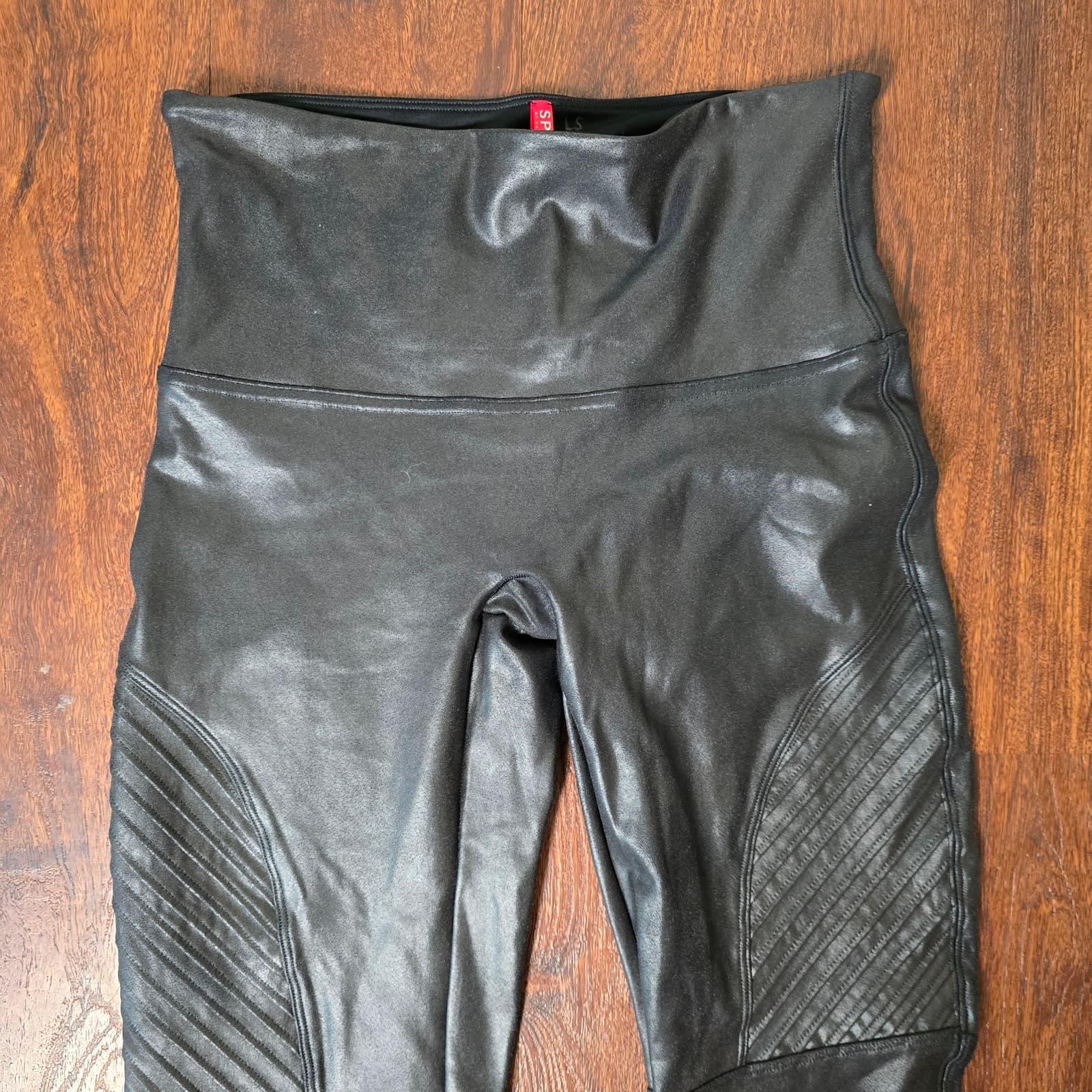SPANX Faux Leather Vegan Leather Moto Leggings - Black - XL - Thumbnail 6