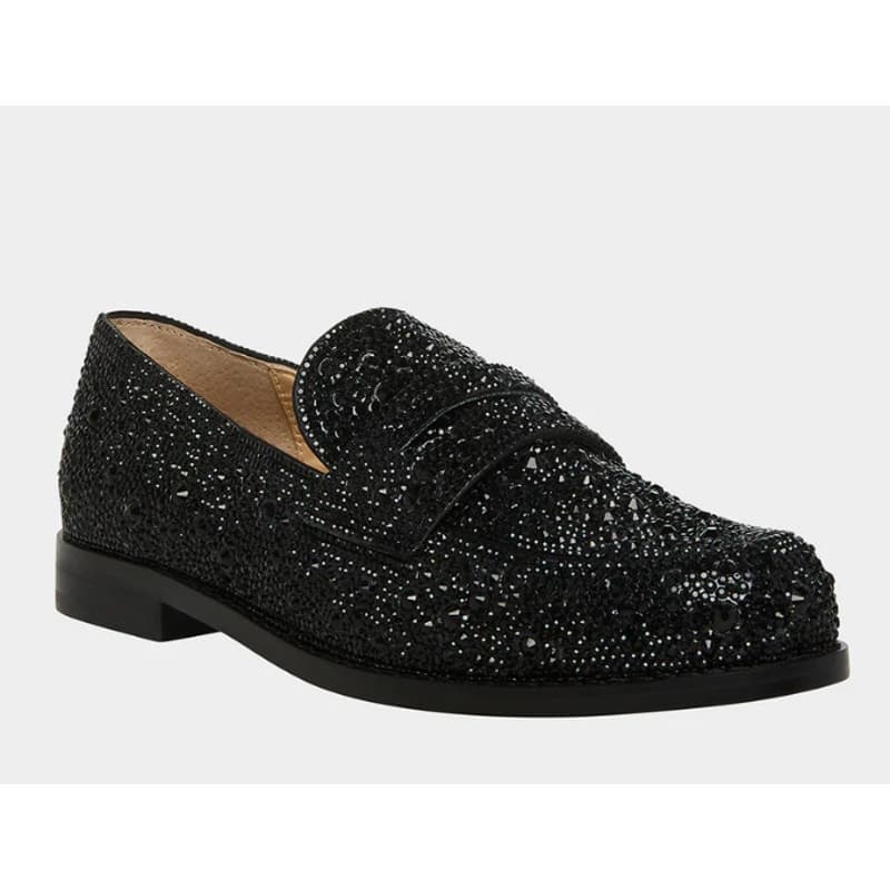 Betsey Johnson Aron Penny Loafers - Black Rhinestone - Size 8 - Thumbnail 3