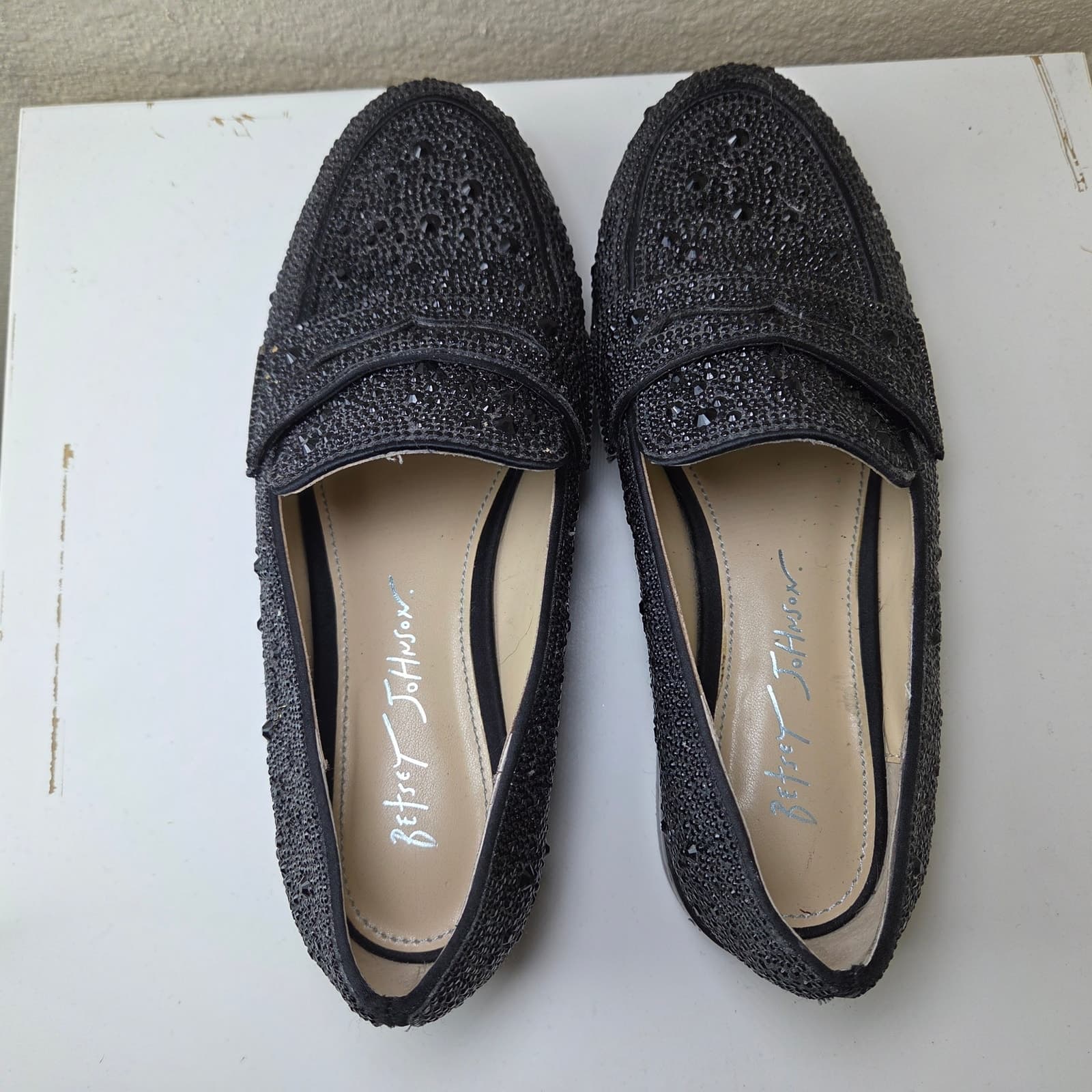 Betsey Johnson Aron Penny Loafers - Black Rhinestone - Size 8 - Thumbnail 8