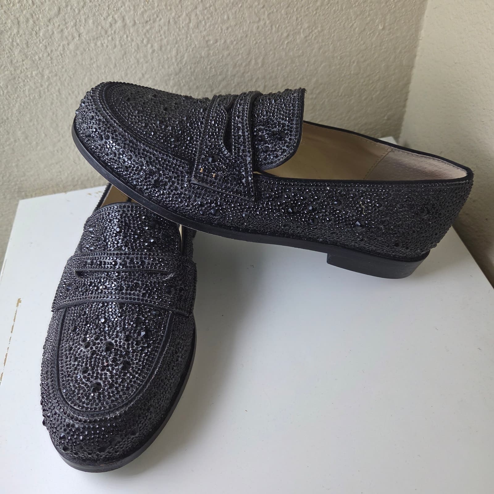 Betsey Johnson Aron Penny Loafers - Black Rhinestone - Size 8 - Thumbnail 4