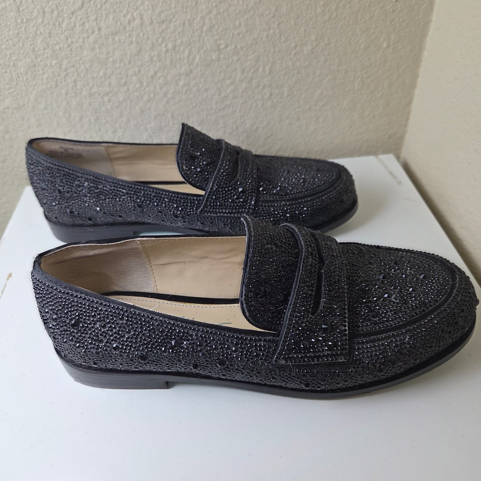 Betsey Johnson Aron Penny Loafers - Black Rhinestone - Size 8 - Thumbnail 6