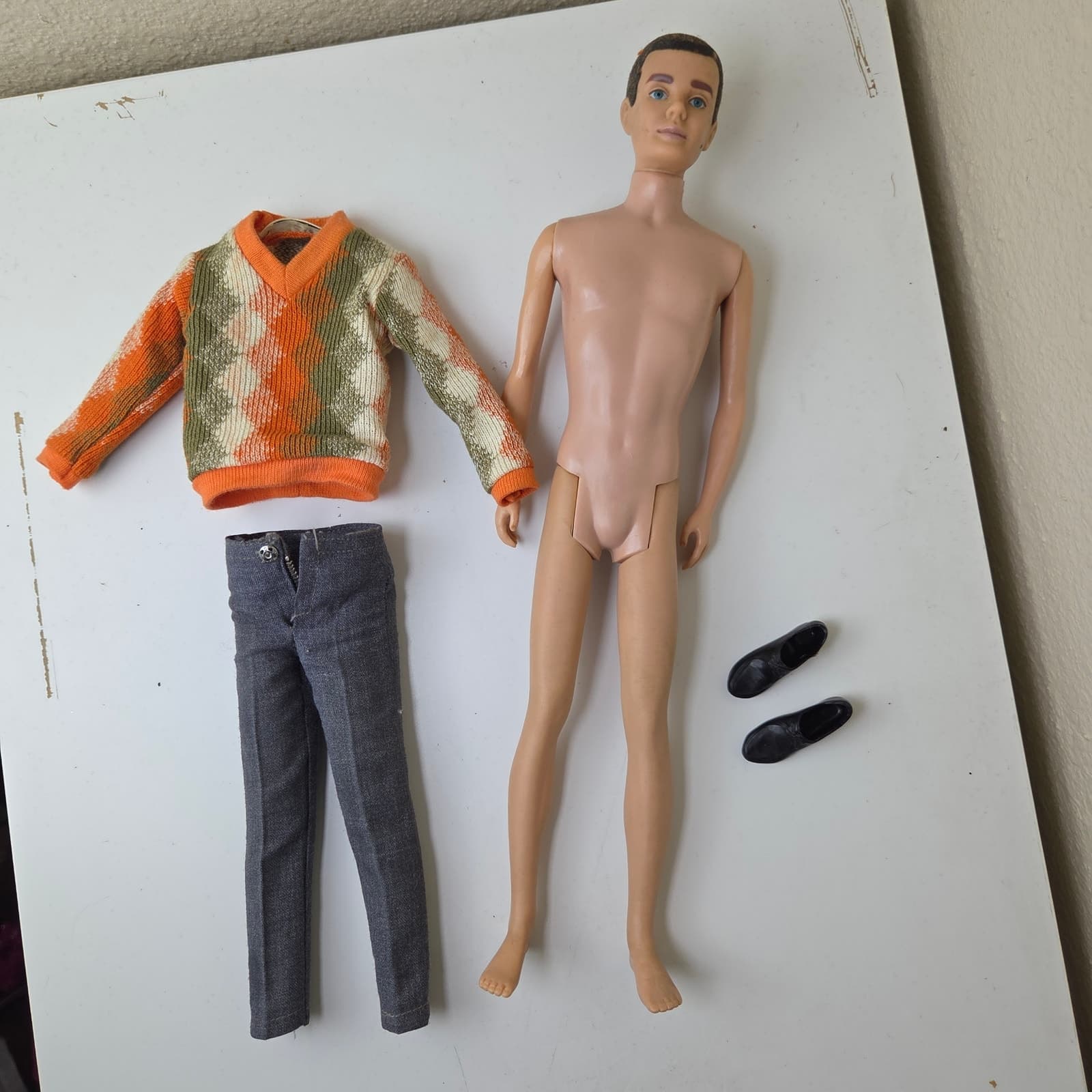 Vintage 1960s Original Brown Flocked Hair Ken Doll Roller Skate Date Outfit - Thumbnail 6