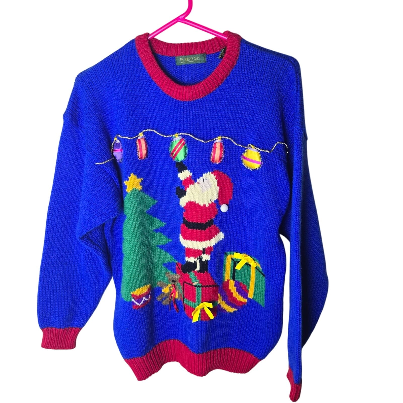 Vintage Robinson's Ugly Christmas Sweater Santa Christmas Tree - Medium - Image 1