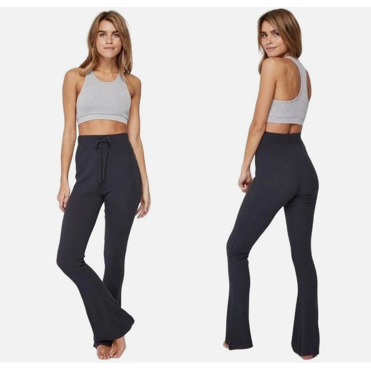 Spiritual Gangster Metta High Rise Flare Yoga Pants - Charcoal Gray - XS - NWT - Thumbnail 2